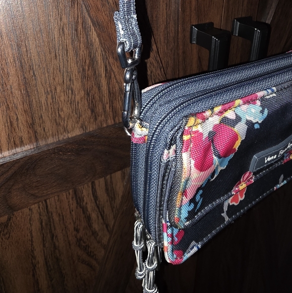 VERA BRADLEY Crossbody RFID Wallet Dark Gray w/Floral Pattern - Picture 11 of 11
